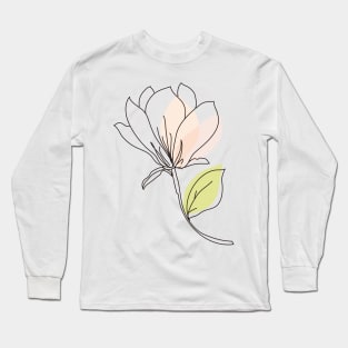 magnolia line art, magnolia illustration Long Sleeve T-Shirt